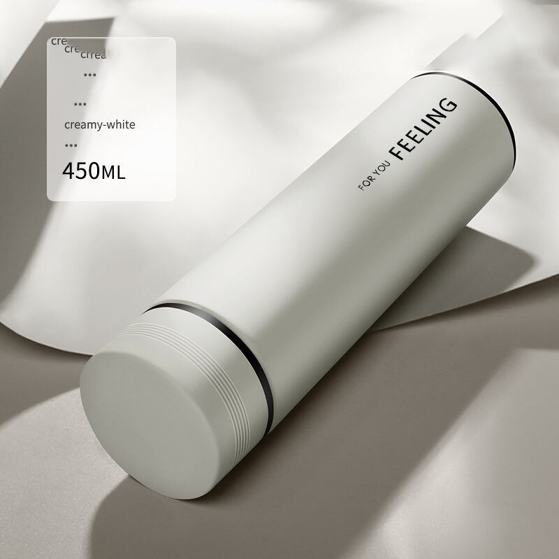 Termo portátil de acero inoxidable para hombres y mujeres, botella de agua del té de gran capacidad con pantalla inteligente y temperatura, 304: White