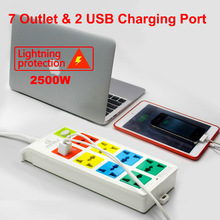 3M Length 8 Ways Universal pinboard 2 USB Charger Ports with EU UK US BR IL AU