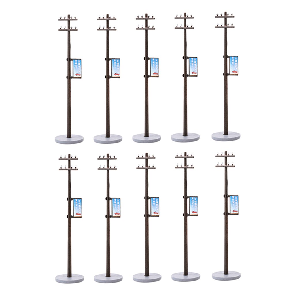 10x Plastic Electric Line Pole Model for Train SCENERY 1:100 HO TT Scale