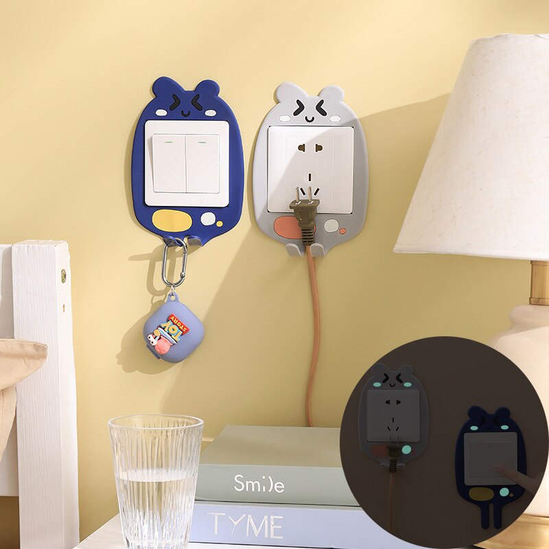 Cartoon cute switch protective cover modern household switch luminous decoration reminder sticker sticky flexible plug hook