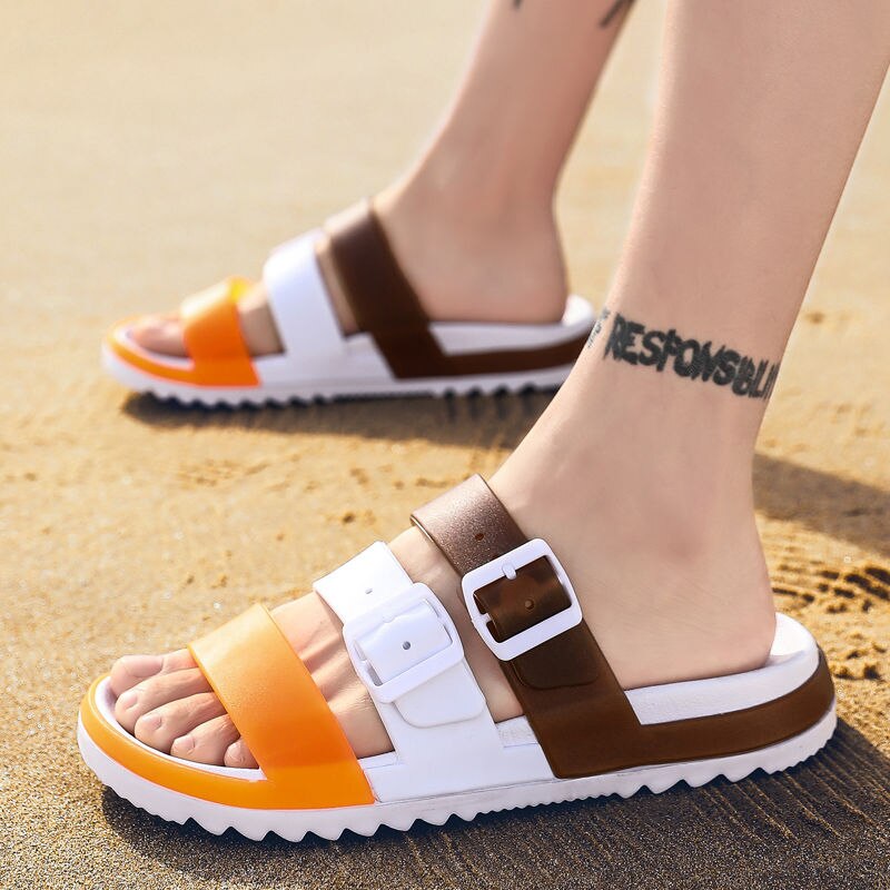 Mode Heren Klompen Mens Tuin Schoenen Licht Muilezels Strand Gaten Sandalen Slip Water Schoenen Voor Man: Orange / 11