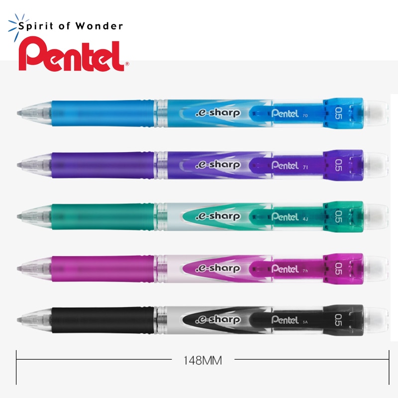 Pentel E-Sharp AZ125R Vulpotlood 0.5Mm Automatische Potlood Japan Zwart/Blauw/Groen/Paars/Roze Body Kleuren