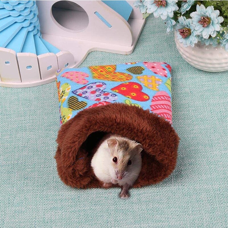 Varm marsvin hamster sovepose sød lille kæledyr hus seng vinterbur reden blød marsvin lomme sovepose