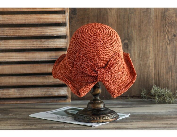 Strå sommerhatte kvinder damer foldbar strandsolhat skyllet 1pc hat