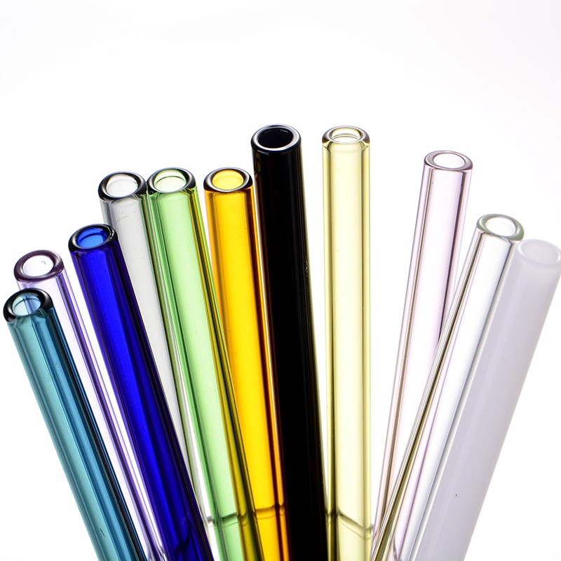 Paille en verre réutilisable faite à la main avec 2 pièces, brosse de nettoyage , pipette droite en verre, Tubularis