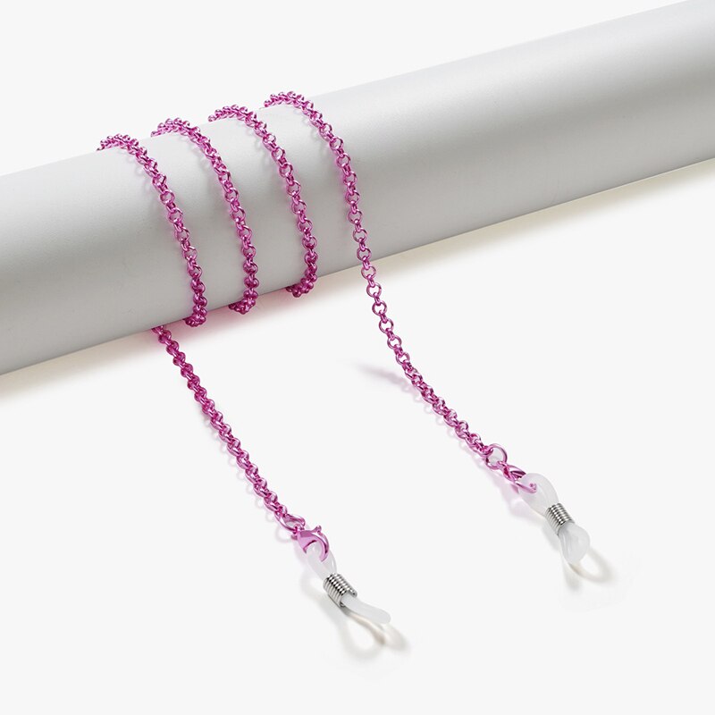 Smarte kvinder briller kæder metal solbriller lanyard slik farver læsebriller kæde briller snor holder rem reb: Lyserød
