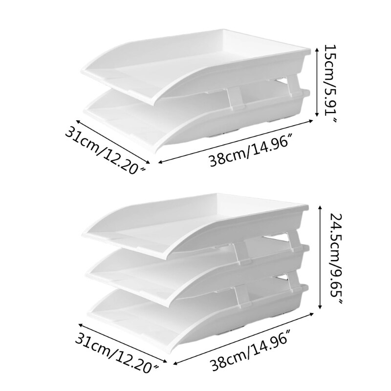 2/3 Tier Stackable Desktop Document Rack Letter Tray Organizer File Magazine Storage Holder Office Supplies