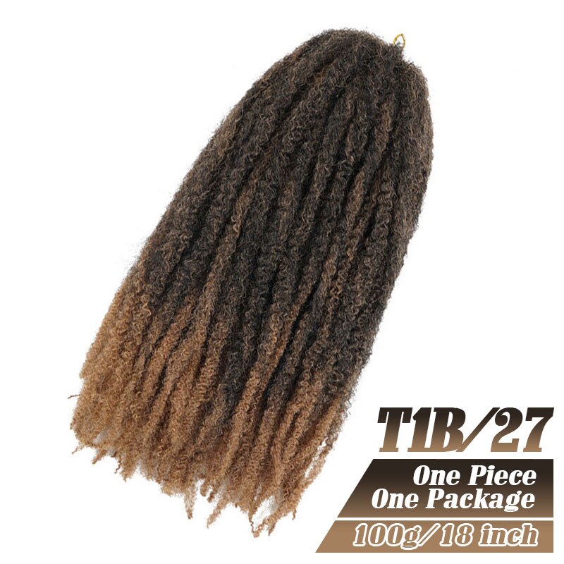 18 Inch Marley Braids Twist Crochet Braiding Hair Burgundy Synthetic Afro Kinky Curly Marley Braids Hair Extensions: T1Bi27