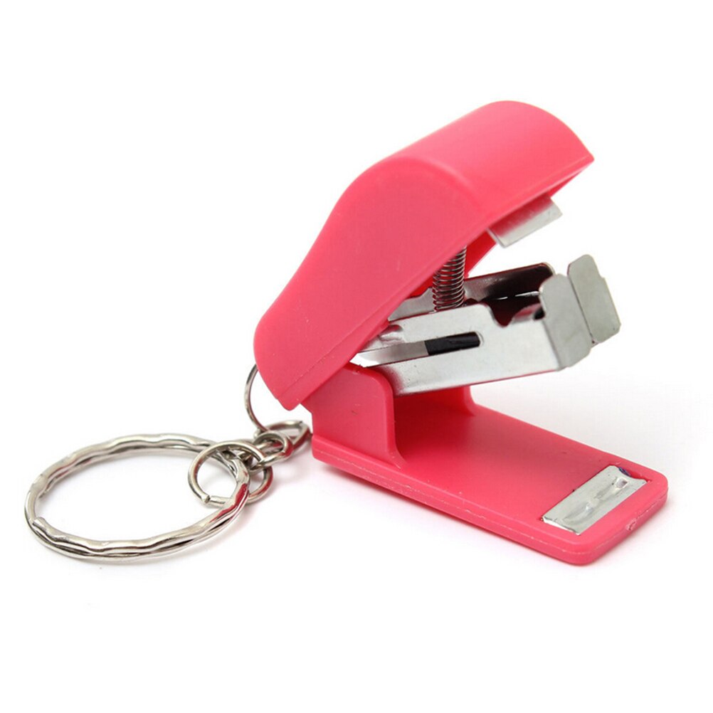 Kawaii Mini Stapler Office School Paper Document Bookbinding Staplers with Keychain Stationery Accessories Random Color