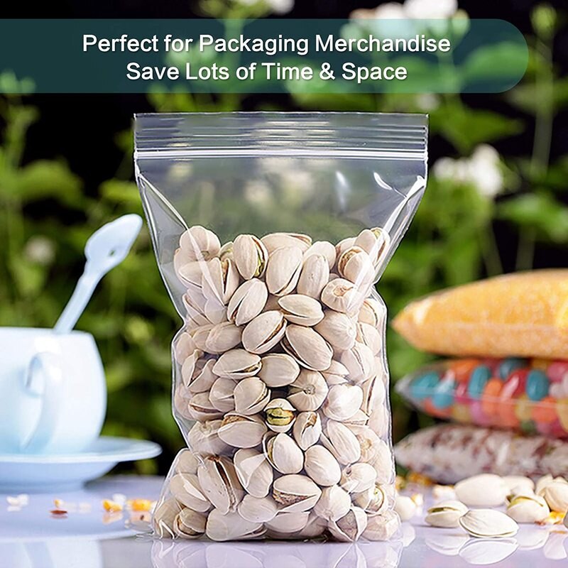 100Pcs/pack Resealable Plastic Zip Lock Bags Clear Poly Zip lock Bag Food Jewelry Storage Reclosable Vacuum Fresh Organize Bag