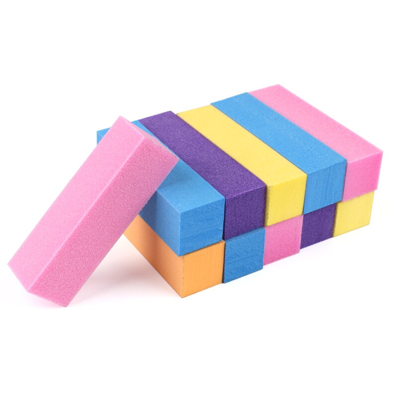 100 stk/parti neglefiler buffer farverig svamp polering blok 4 sidet polering slibning manicure pedicure negle buffere fil værktøj