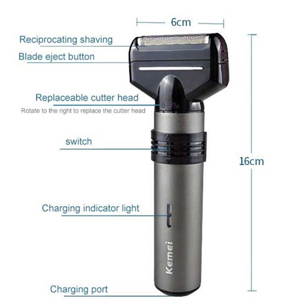 Kemei 3 In 1 Electric Shaver Multifunctional Reciprocating Razor Barber Nose Trimmer Device Men Face Shaving Machine