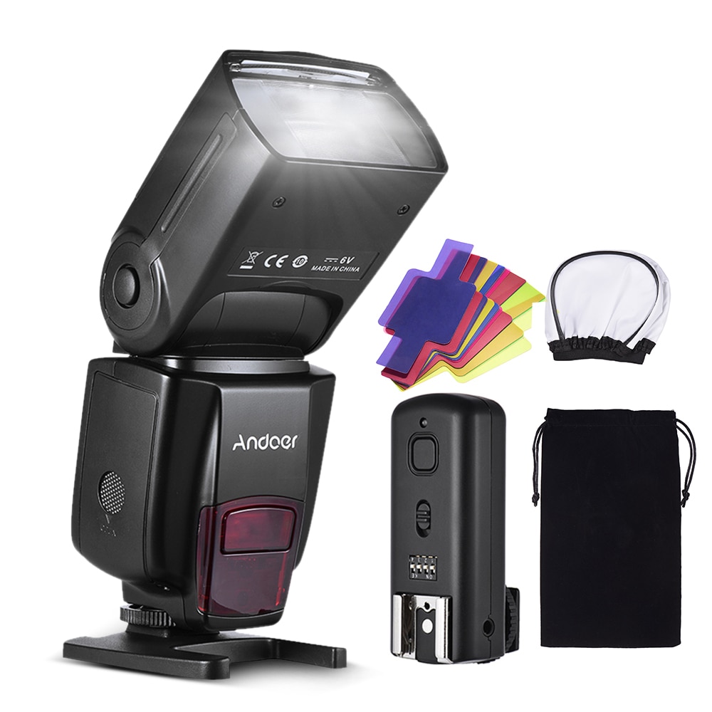 Andoer  ad560 iv pro on-camera speedlite flash light flash trigger farvefiltre diffuser sko til canon nikon sony kamera