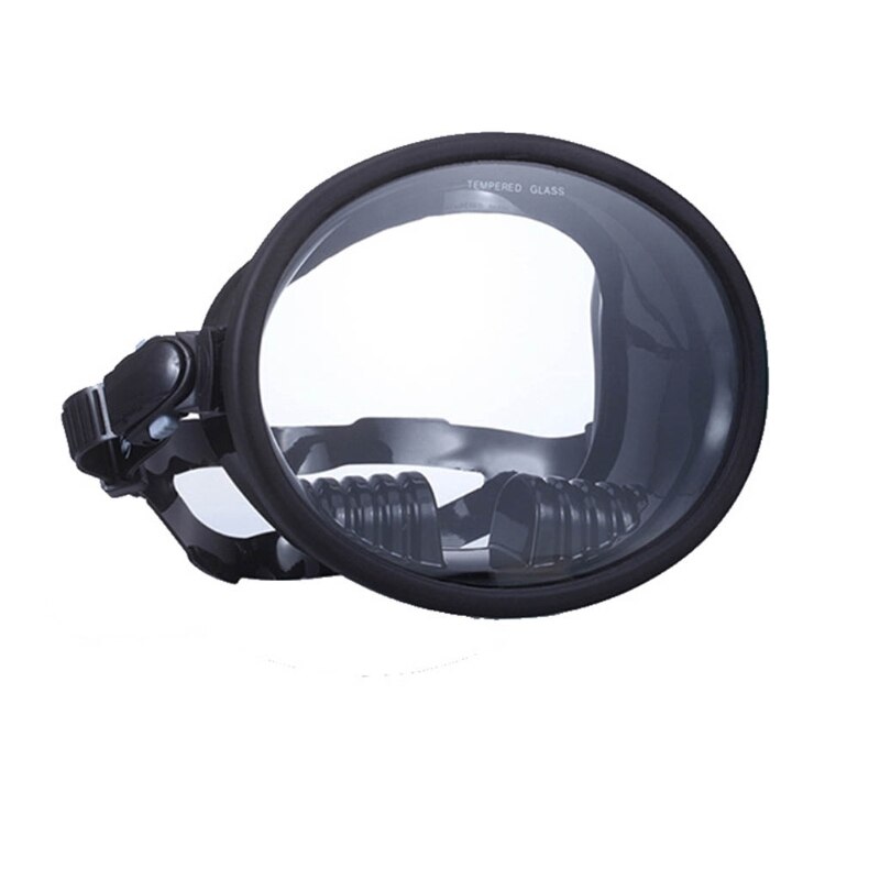 Silicone Dive Mask Panoramic Wide View Diving Goggles Oval Dive Mask Silicone Fog Free Glass Lens Water Sports Accessory: BK