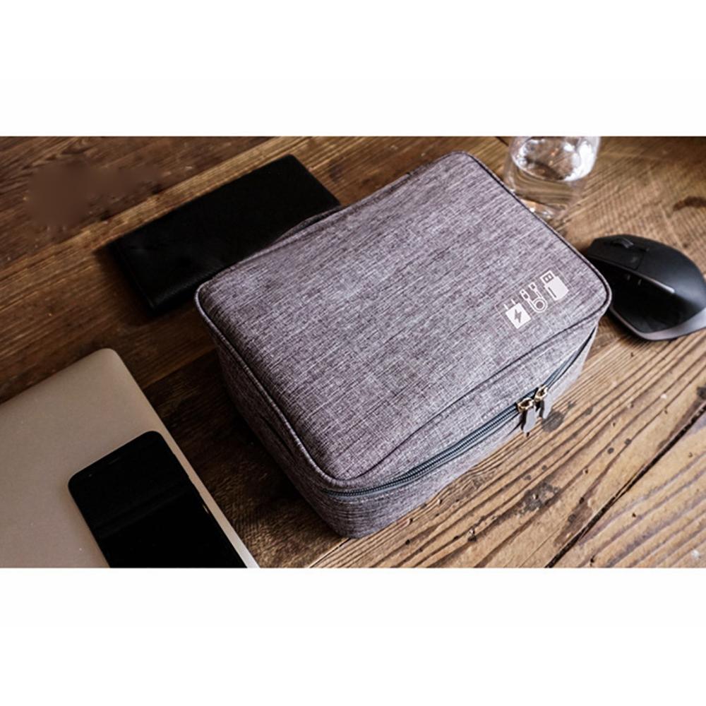 Acessórios eletrônicos cabo organizador saco de viagem carregador usb caixa de armazenamento au ajustável gancho e laço acolchoado divisores design