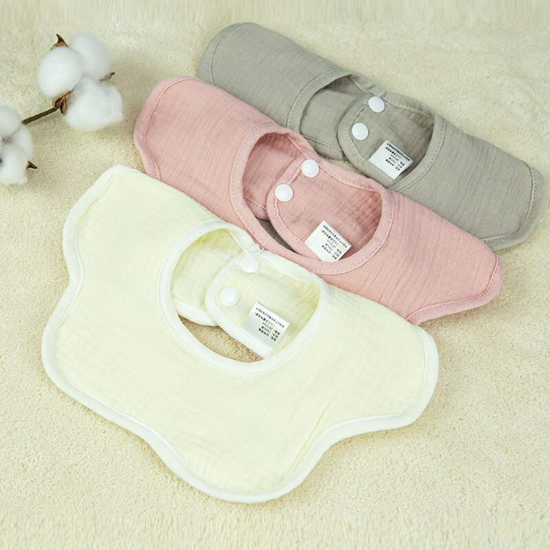 4PCS Six-layer Cotton Gauze Baby Feeding Bibs 360 Degree Rotating Crepe Petal Bib Kids Saliva Towel Scarf: mix color