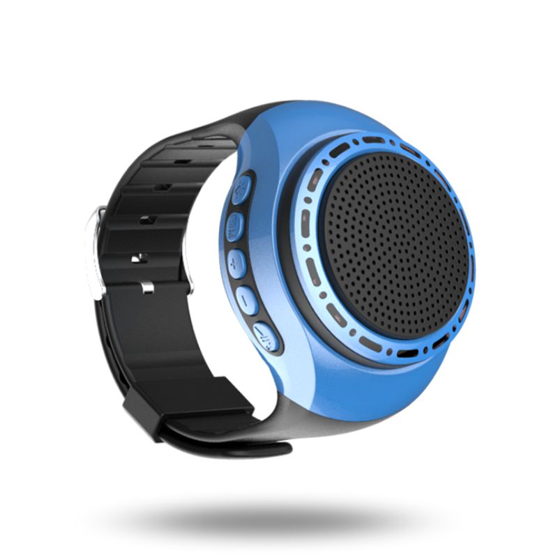 Watch Speaker Bluetooth Speakers Bracelet Sport MP3 Player TF Card Support FM Audio Radio Selfie Control Smart Wrist Portable: Blue