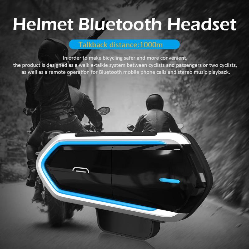 Motorcycle Helmet Bluetooth Headset Intercom Waterproof Handsfree 1km Intercomunicador Call Music FM Radio QTB35 Interphone