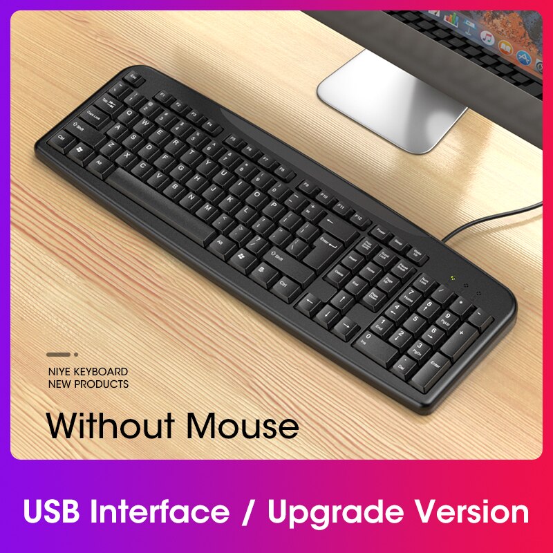 Silent Keyboard and Mouse Set Wired Full Size Keyboard Computer Ergonomic Mute Keycap Office USB Keyboard Mouse Combo PC Desktop: Upgrade Keyboard