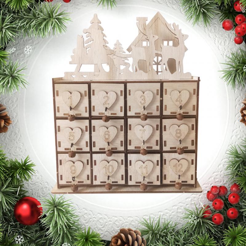 Large White Advent Calendar Double Sided Reusable Drawers Festive Wooden Christmas Advent Calendar
