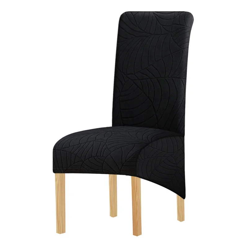 1PC Esszimmer Stuhl Abdeckung Elastische Bankett Stuhl Abdeckungen Sitz Abdeckungen Blätter Jacquard Stühle Schutz für Hotel Hochzeit Party: Black
