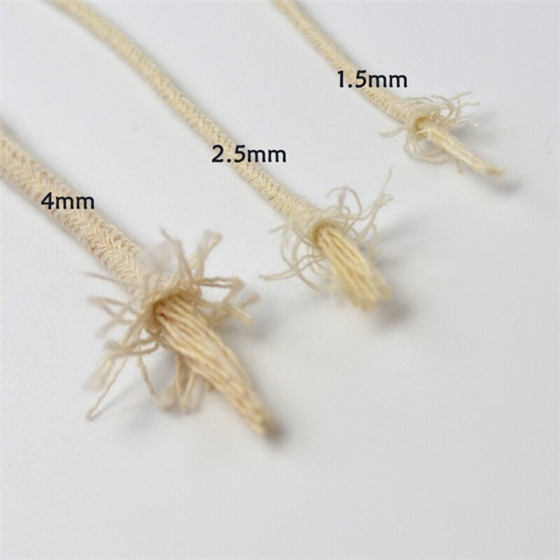 Beige Corda di Cotone Solido di Spessore Rotondo Cavo Ritorto Decorativo Coulisse Spago Legato Per FAI DA TE Accessori Fatti A Mano 100 metri