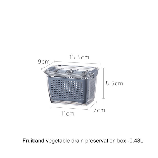 Keukenopslagcontainers plastic vershouddoos koelkast fruit groente afdruipmand afgesloten opbergdoos met deksel