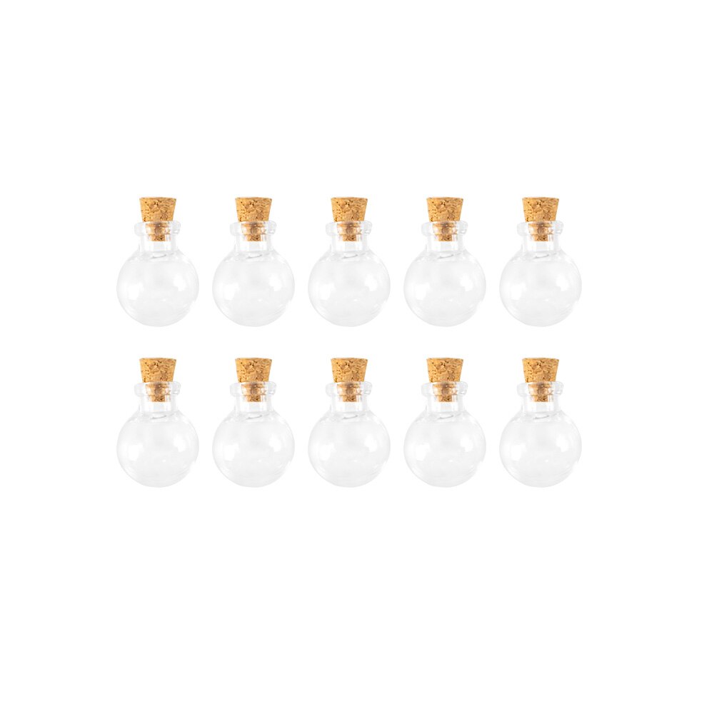 Ronde Bal Mini Flessen Hangers Ketting Kleine Glazen Flessen Met Kurk Glazen Potten Flacon 20 stks