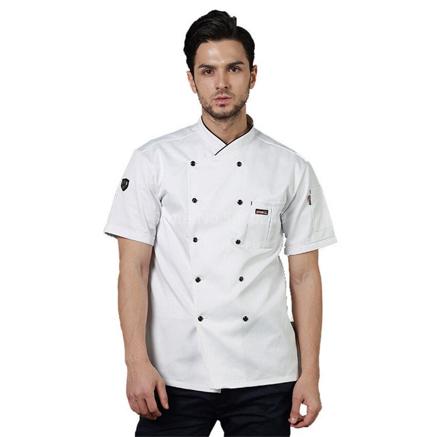 Kokkeuniform jakke kvinder mænd madlavningstøj restaurant køkken madservice catering kokke arbejdstøj dobbeltradet åndbar
