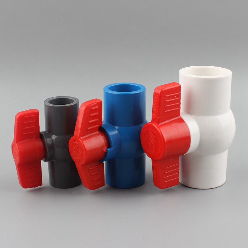 20 25 32 40 50mm PVC Ball Valve Switch Slip Shut Handle Valve Water Pipe Socket Connector Plumbing Water Tube System Accessories