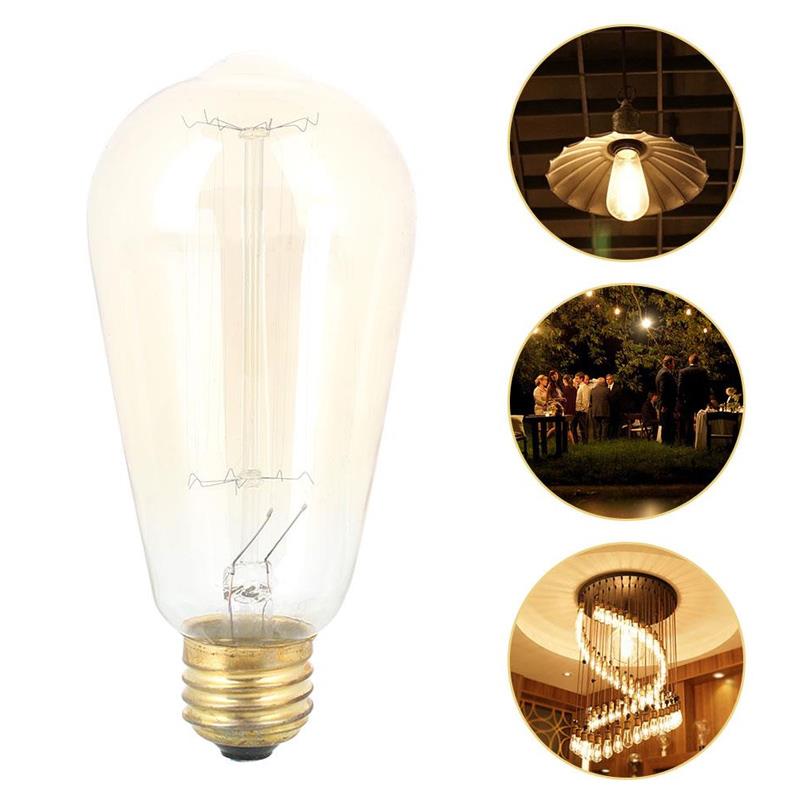 Bright Retro E27 Edison Type Tungsten Filament Bulb Glass Droplight AC120V