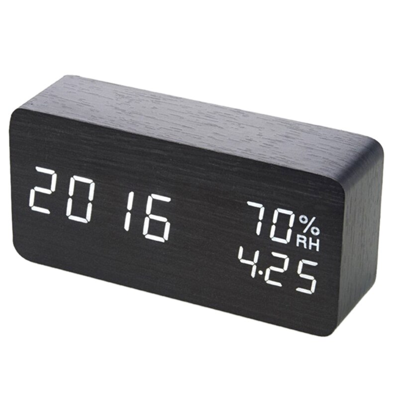 Multifunction Alarm Clock in Wood Digital Alarm Clock Prevent Being Late and Sleeping Home Decoration: A-W