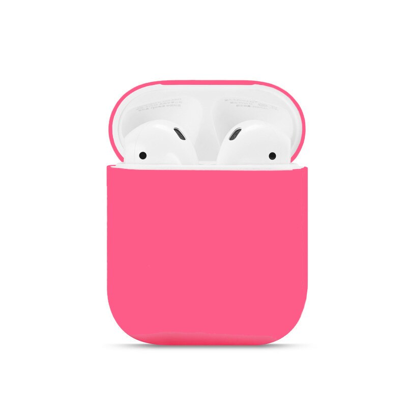 Dla Airpods 1/2 miękkie silikonowe słuchawki pokrywa Air Pods Case Earpods akcesoria zestaw słuchawkowy rękaw ochronny Apple Airpods 2 Case: rose red