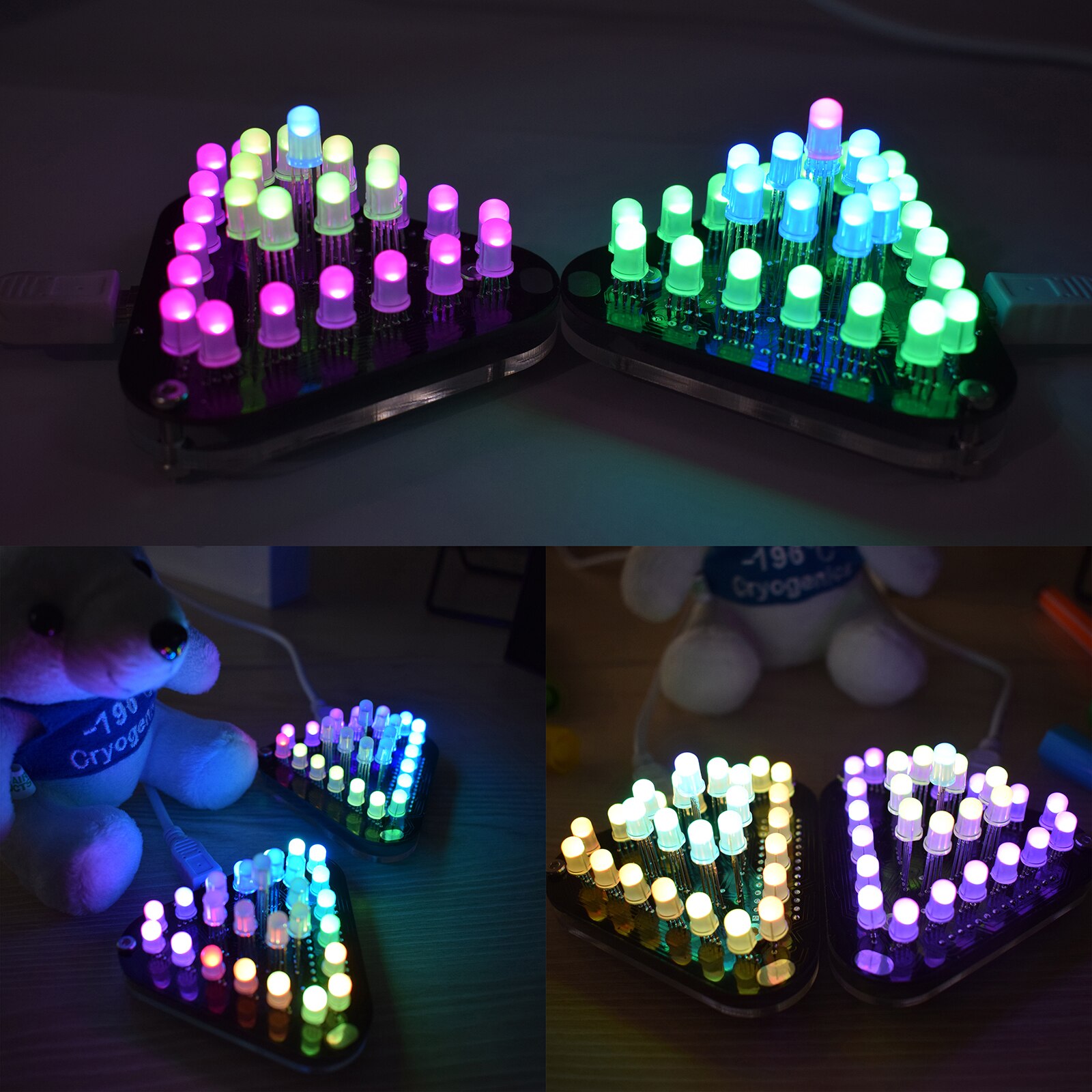 Cubo de luz LED Aurora 3D, Kit DIY electrónico Triangular de pirámide, 5MM, RGB, Control táctil, artesanal