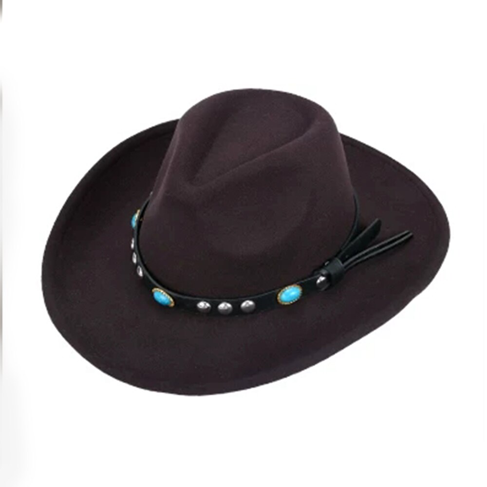 Autumn Winter Jazz Fedora Sunhat Men Women Felt Hats Belt Band Western Cowboy Hat Black Trilby Bowler Hat for Unisex Gorra: 1