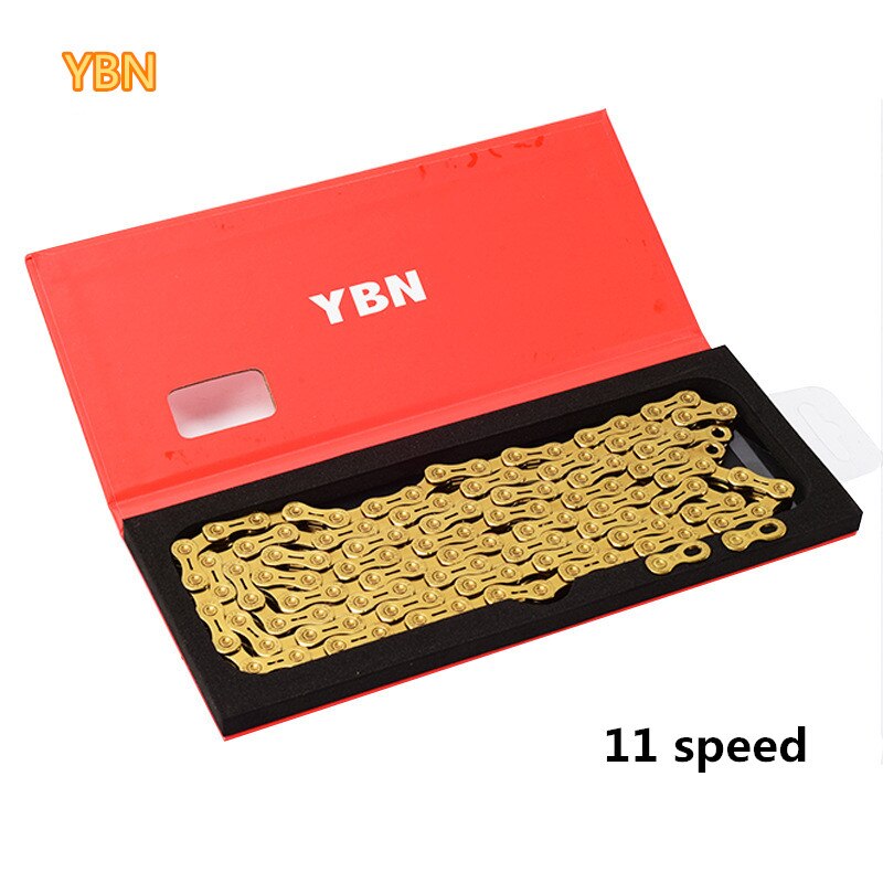 Ybn gouden ketting mountainbike xc racefiets 10/11 speed ultralichte ketting voor mtb 10 11 speed ketting gouden reductie onderdelen