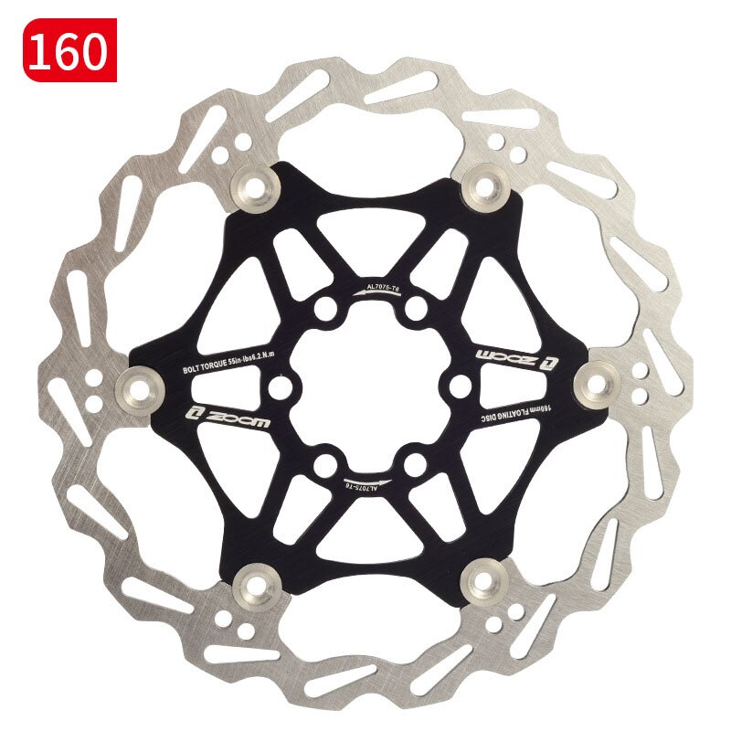 Zoom Bicycle Disc Brake MTB Brake Float Floating Disc Rotors 160mm 180mm 203mm Hydraulic Brake Pads Float Rotors Bicycle Parts: Black 160mm