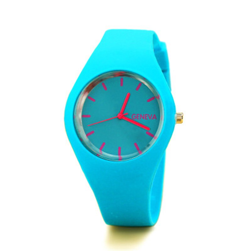 Relógio de pulso de quartzo de silicone do falso das senhoras da marca famosa da cor dos doces relógio de pulso feminino do vintage relógio de pulso relojes mu: light blue
