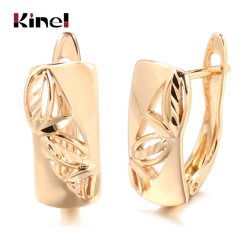 Kinel Glossy Dangle Earrings 585 Rose Gold Simple Square Earrings For Women Daily Fine Jewelry: Hot Stamping