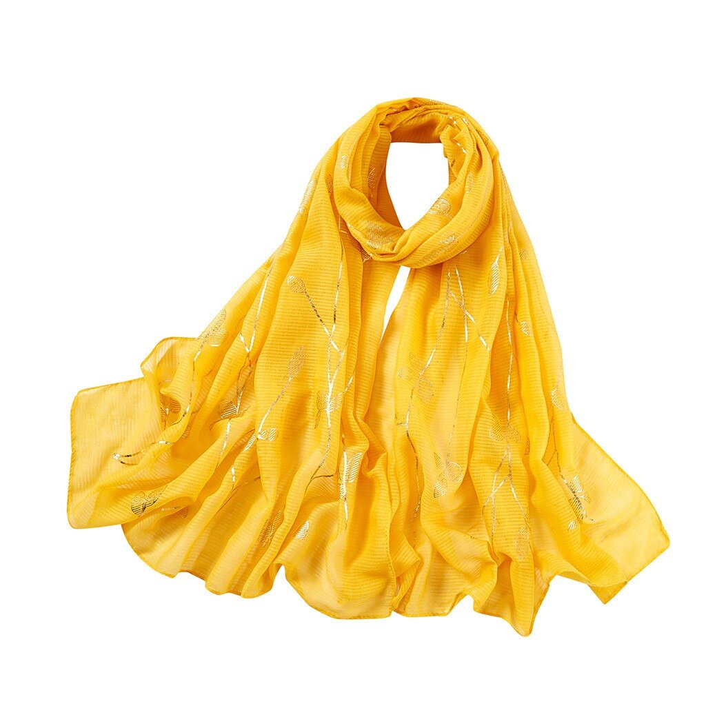 Vrouwen Chiffon Hoofddoek Bloemenprint Hoofd Slijtage Hijab Lange Sjaal Moslim Sjaal Islamitische Hijaabs Arabische Wrap Hoofd Sjaals: Yellow