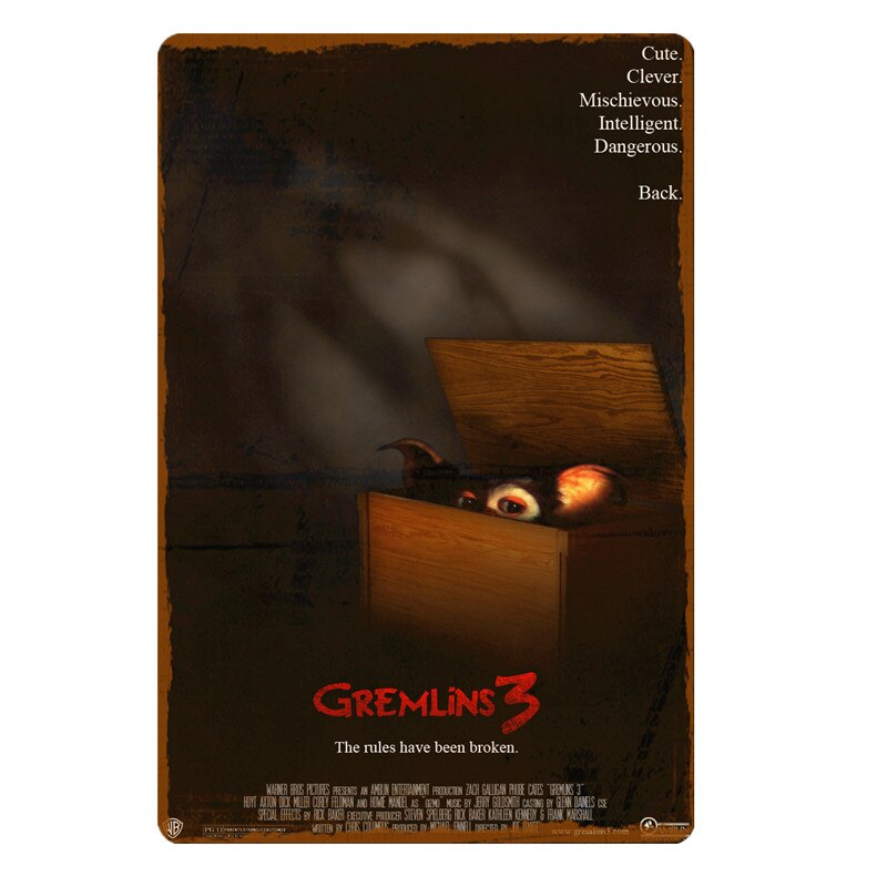 Gremlins Wall Stickers for Kids Room Game Center Home Decoration Vintage Art Painting Plaque Metal Signs
