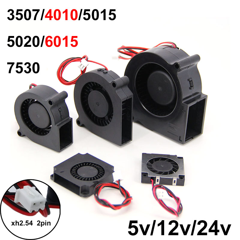 1 pz 4020/5015 ventilatore turbo ventola di raffreddamento senza spazzole DC 5 V e 12 V e 24 V stampante 3D con dispositivo di raffreddamento a filo a 2 spillo filo da 30 cm per J-testa