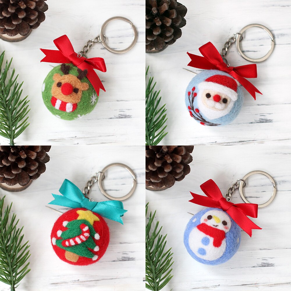 DIY Wool Felt Material Bag Elk Snowman Christmas Tree Wool Felt Maker Christmas Handmade Diy Wool Felt Christmas Keychain