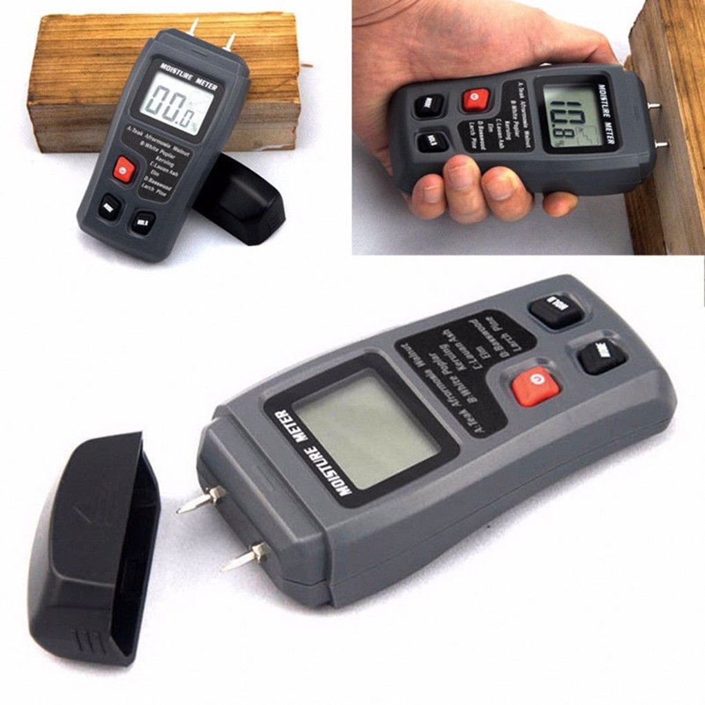 Two Pins Digital Wood Moisture Meter 0-99.9% Wood Humidity Tester Timber Damp Detector with Large LCD Display