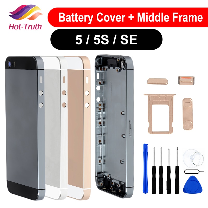 Voor Apple Iphone 5 5G/5S/5C/Se Terug Batterij Cover Achterdeur Behuizing Case midden Chassis Vervanging + Sim Tray Side Terug Behuizing