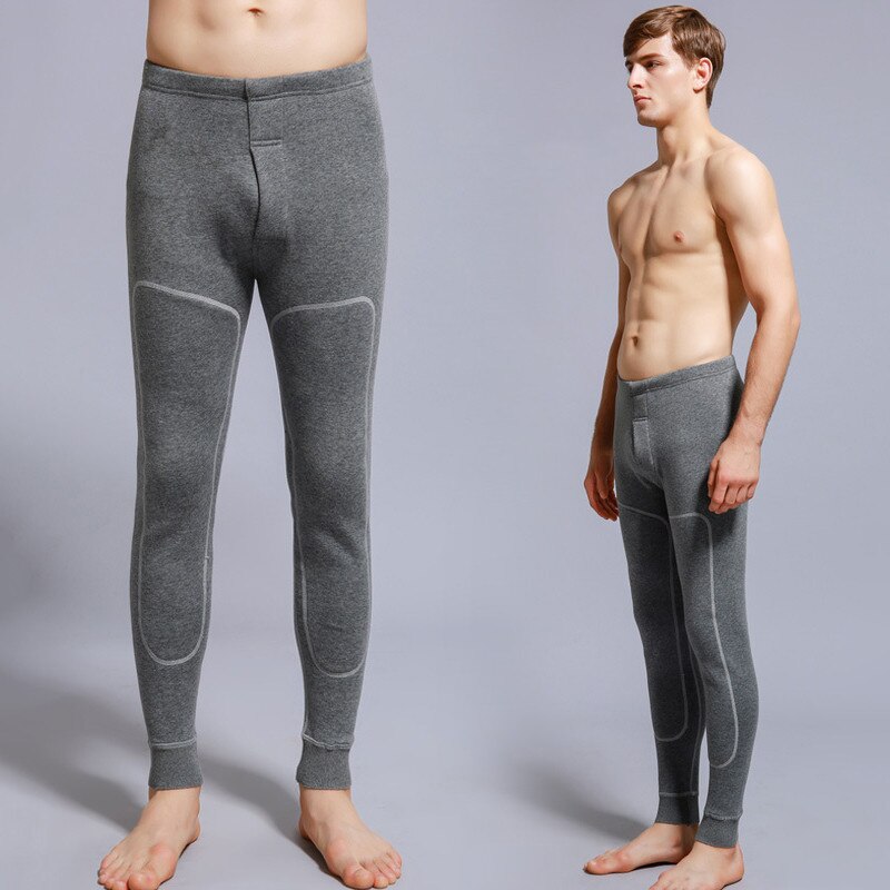 Varme lange underbukser til menn termoundertøy grå tights vinter fløyel fleece leggings slank passe lange underbukser pluss størrelse 4xl: Grå / Xxxl