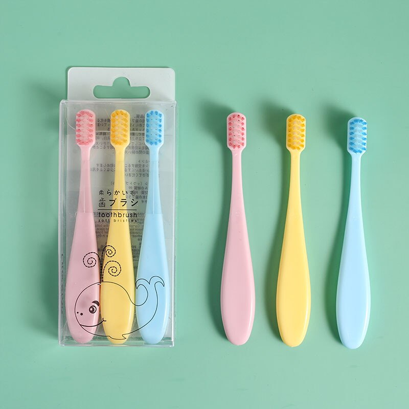 Cepillo de dientes de silicona de cerdas suaves para bebés, bonitos cepillos de dientes de entrenamiento para niños, cepillo de dientes para cuidado Dental para bebés, 3 unids/set