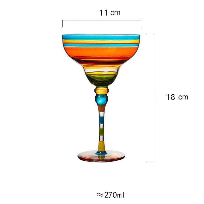 270ml Margarita Wine Glasses Handmade Colorful Cocktail Glass Goblet Cup Lead-free Home Bar Wedding Party Drinkware: Color stripes