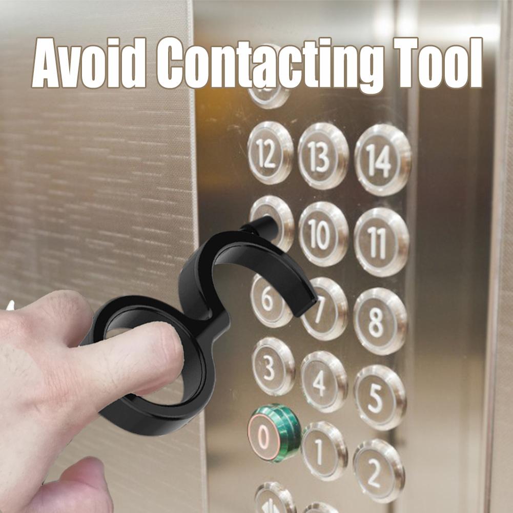 Safety Door Opener Hands Free Key Hook EDC Tool Portable Stick Non-contact Hygiene Hand Press Elevator Tool Protection Isolation
