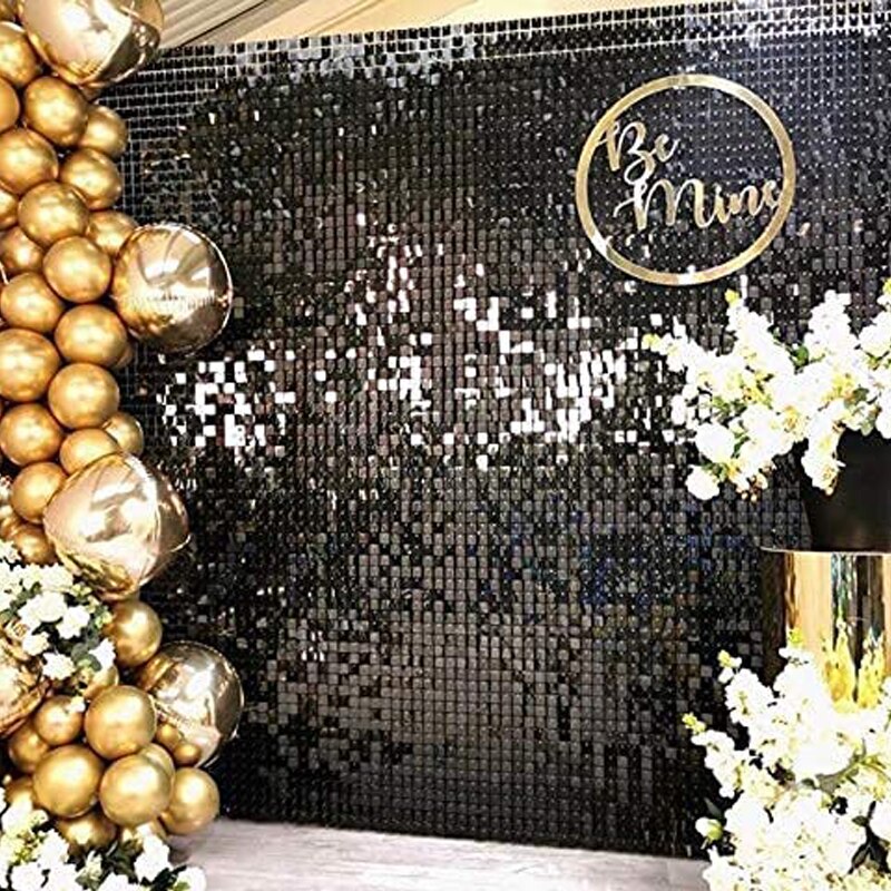 Panel de fondo de pared con lentejuelas brillantes, 1 pieza, espejo dorado brillante, decoración de cumpleaños, Año y boda